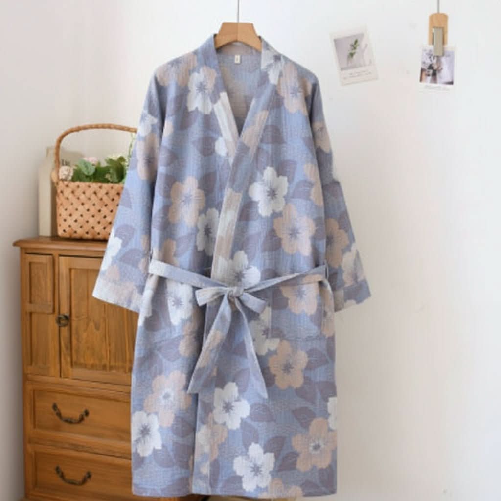 Ginkgo Breeze – Lightweight Organic Cotton Kimono Robe