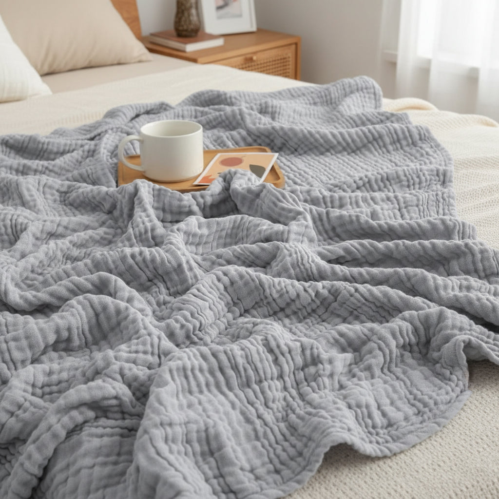 SereneWeave - Year-Round Soft Cotton Blanket for Ultimate Comfort