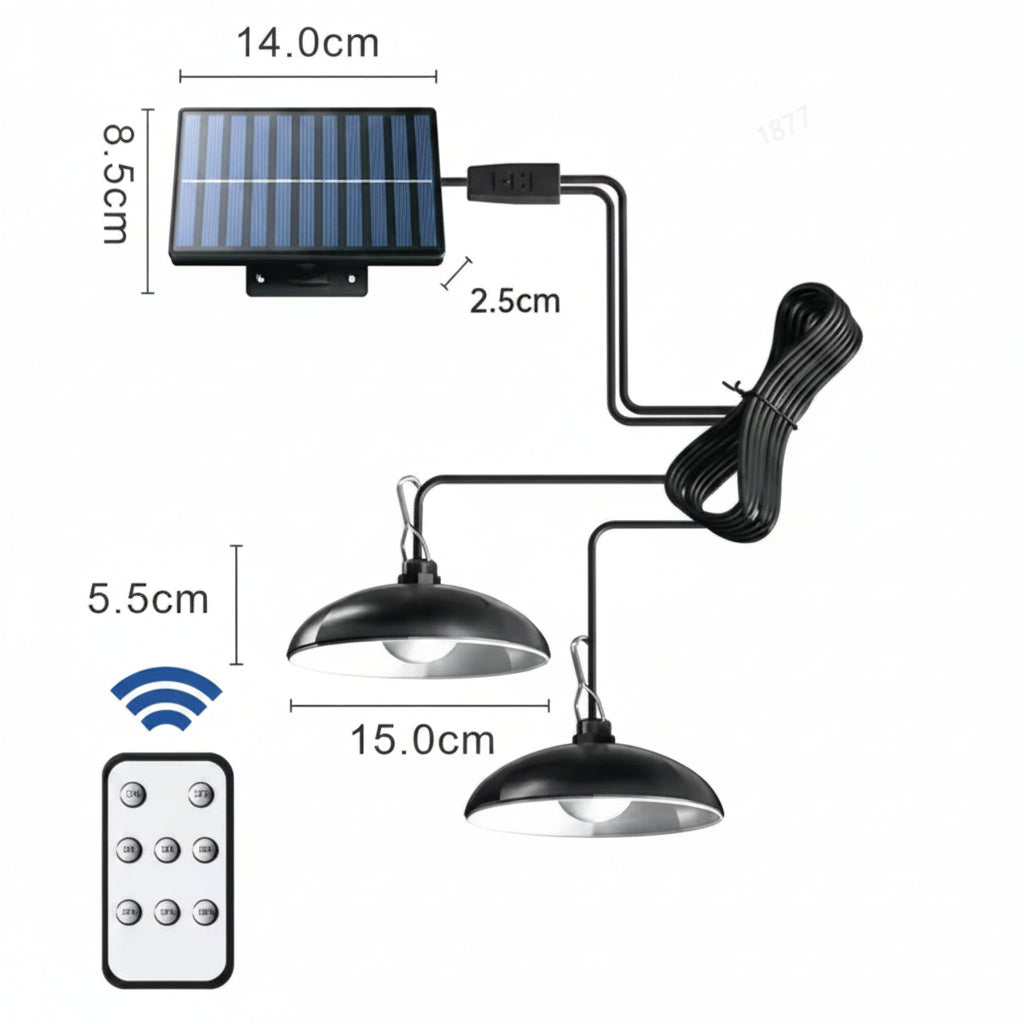 LUMILUX – Versatile Dual-Head Solar Pendant Light