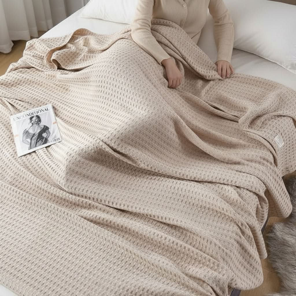 BreezeComfort - Year-Round Waffle Knit Throw Blanket