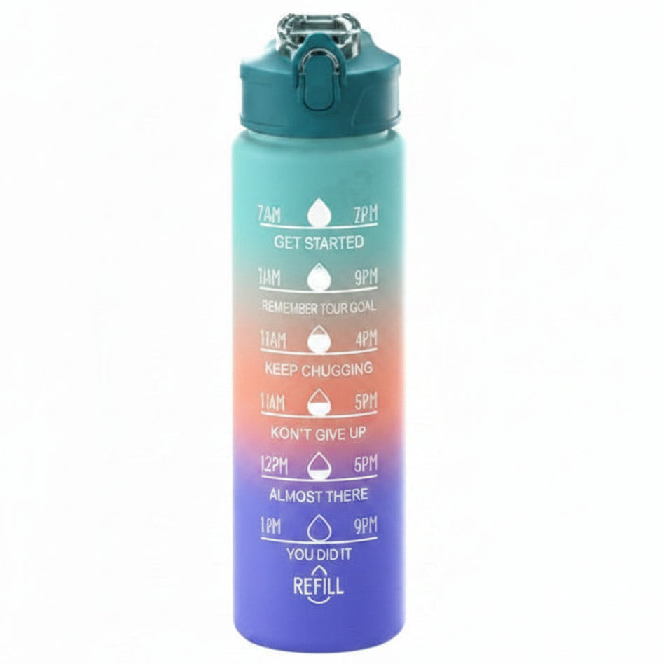 AquaGlow – Stylish Gradient Water Bottle with Straw