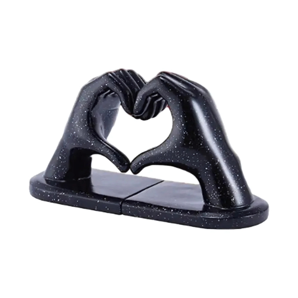 Heart-Shaped Resin Bookends: Hand-In-Hand Sculpture Set
