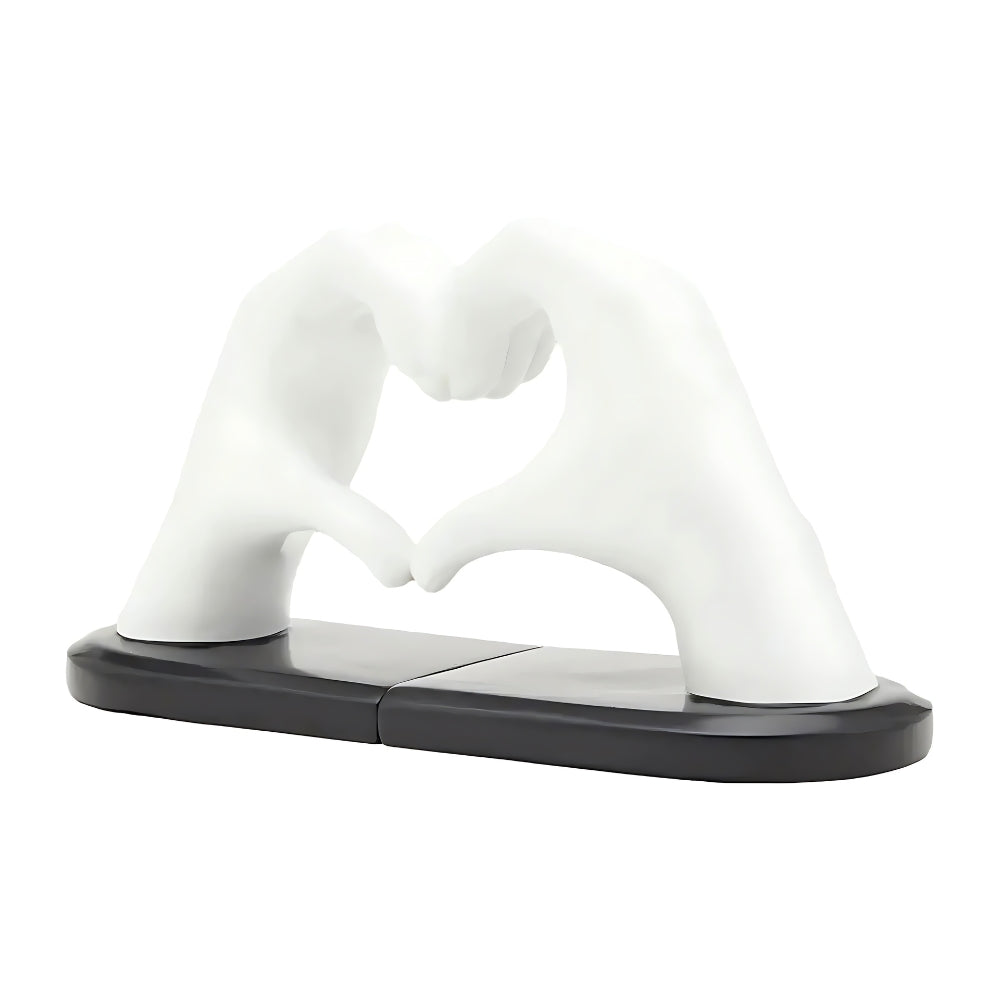 Heart-Shaped Resin Bookends: Hand-In-Hand Sculpture Set