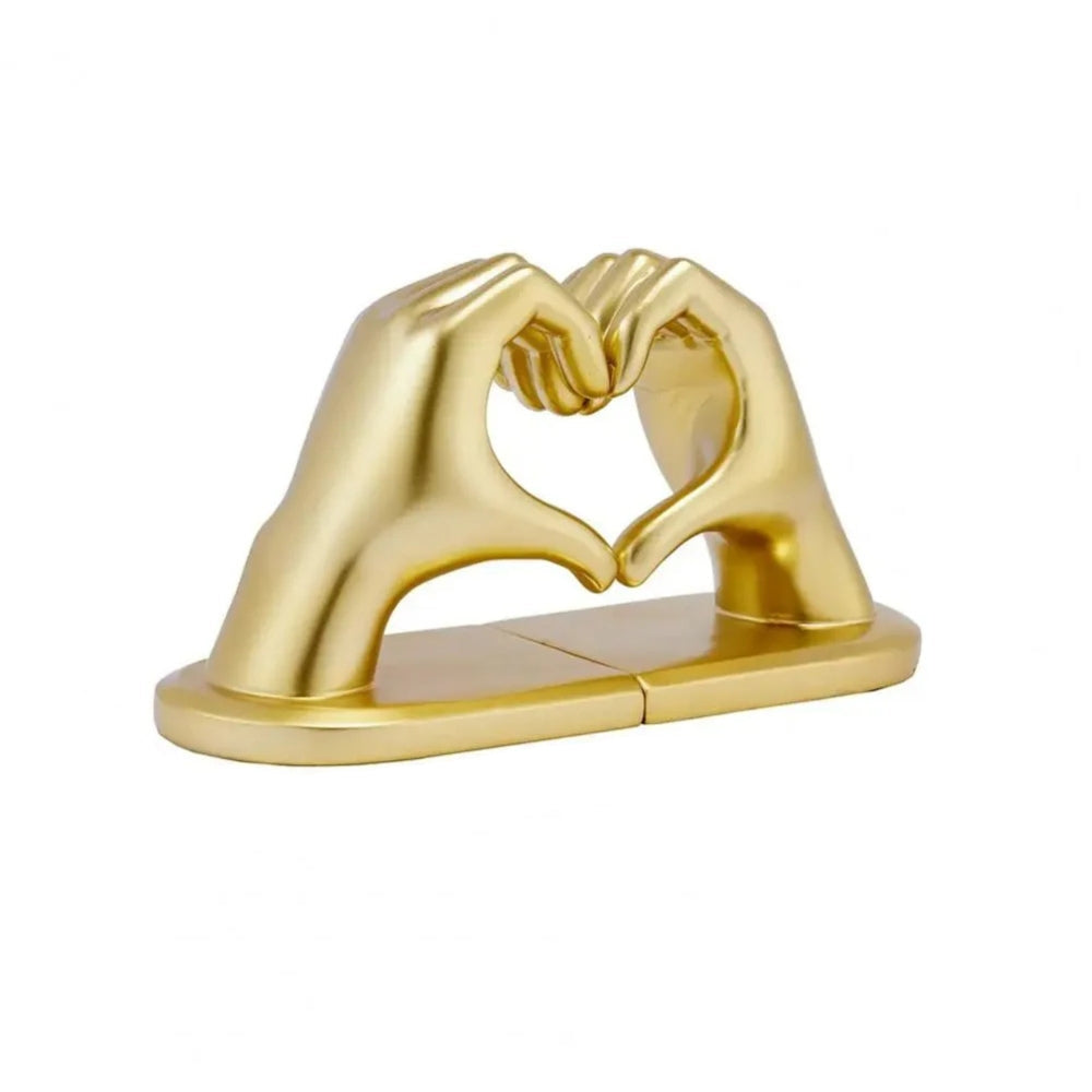 Heart-Shaped Resin Bookends: Hand-In-Hand Sculpture Set