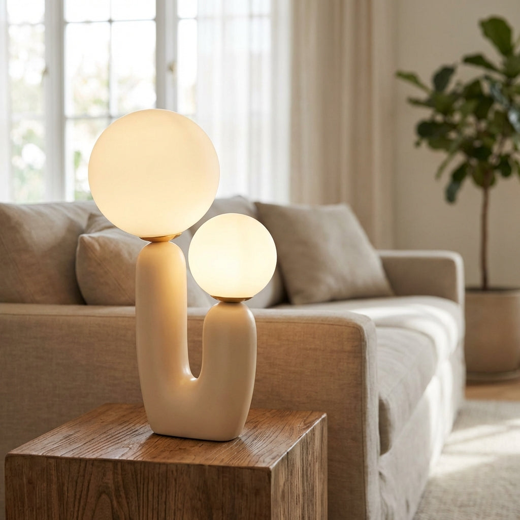 Stylish Dual Sphere Lighting Fixture with Customizable Glow