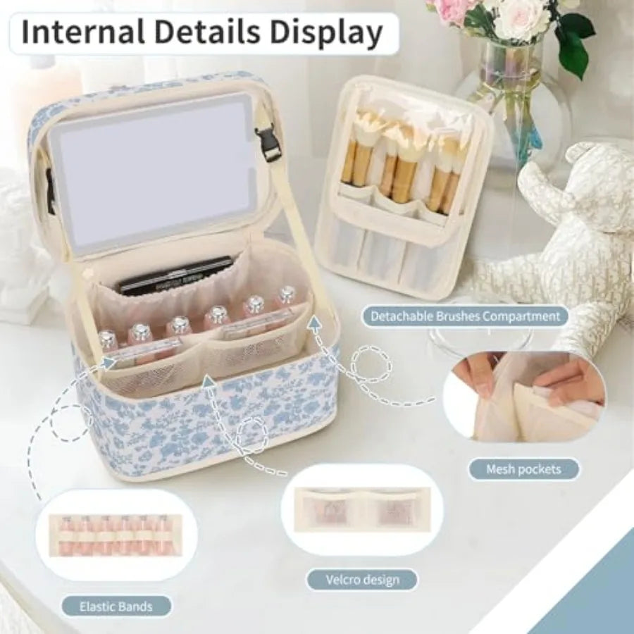 GlamGuide Portable Makeup Organizer with Illuminated Mirror