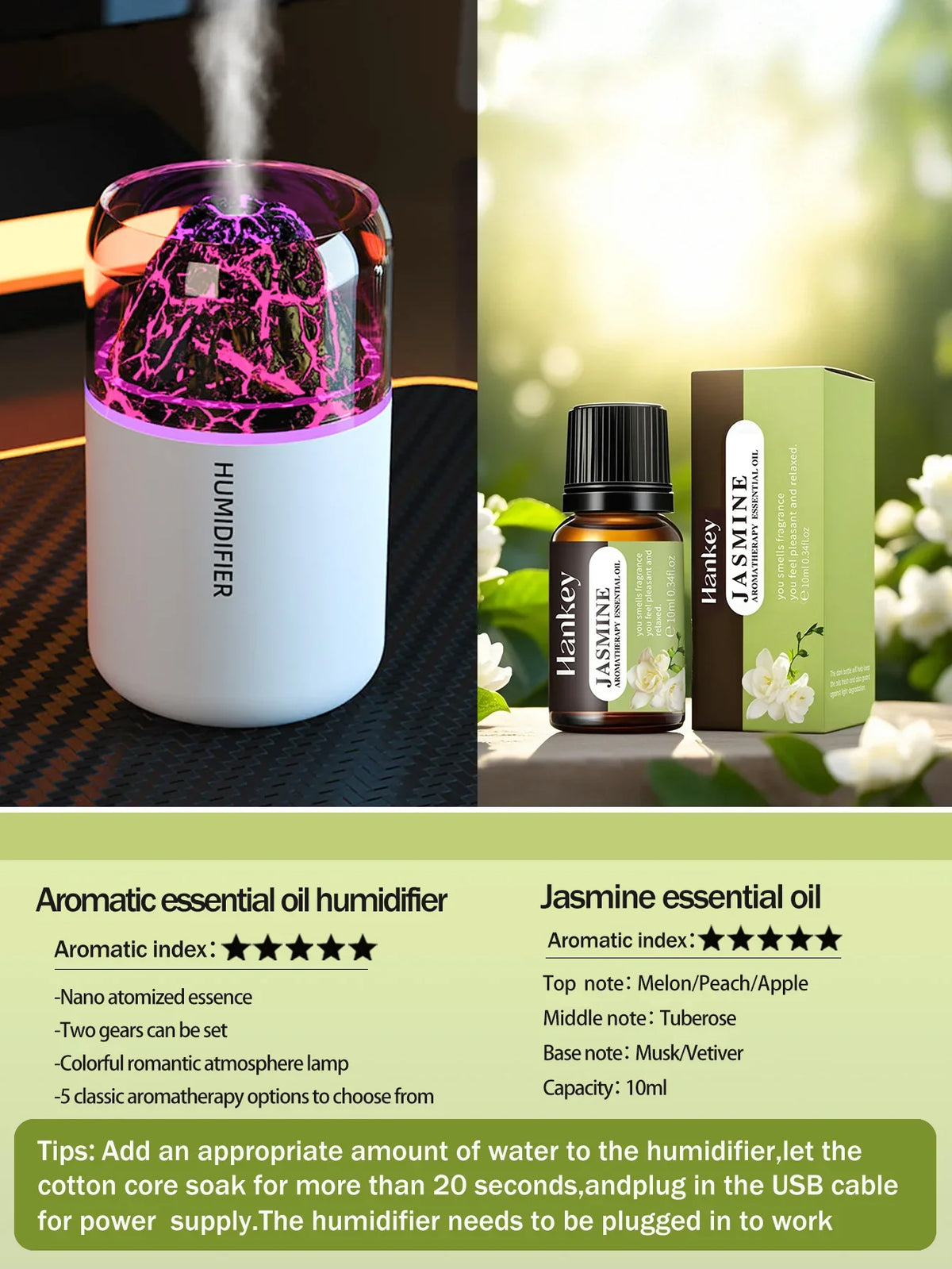 AromaWave Volcano Mist Diffuser & Humidifier with Light