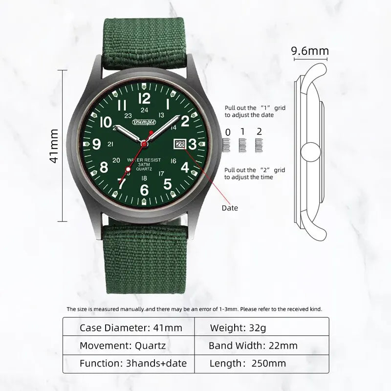 DuraTime Men's Luminous Tactical Watch – Reliable Quartz Precision