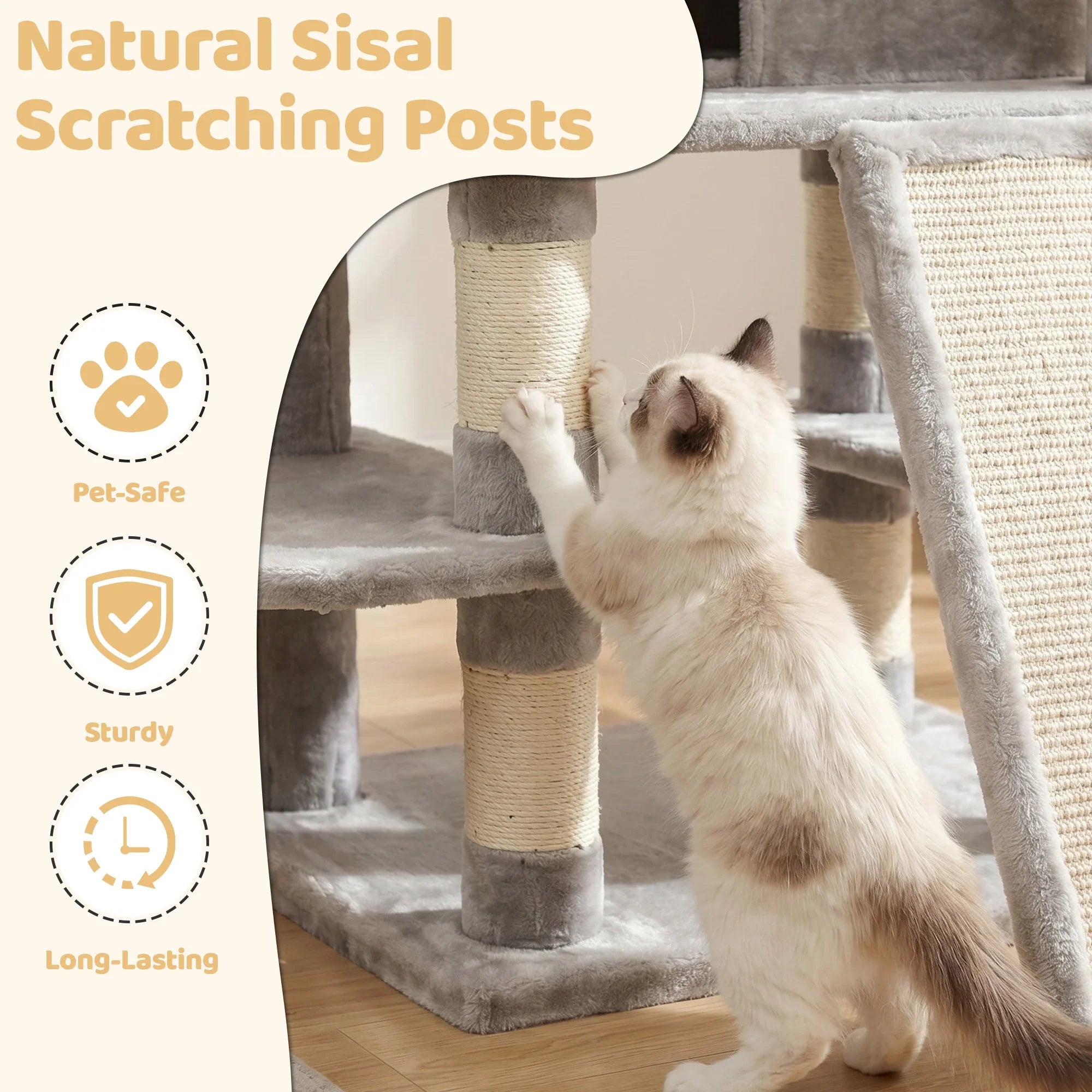 Feline Haven 4-Level Cat Tower | Spacious Indoor Climbing Structure