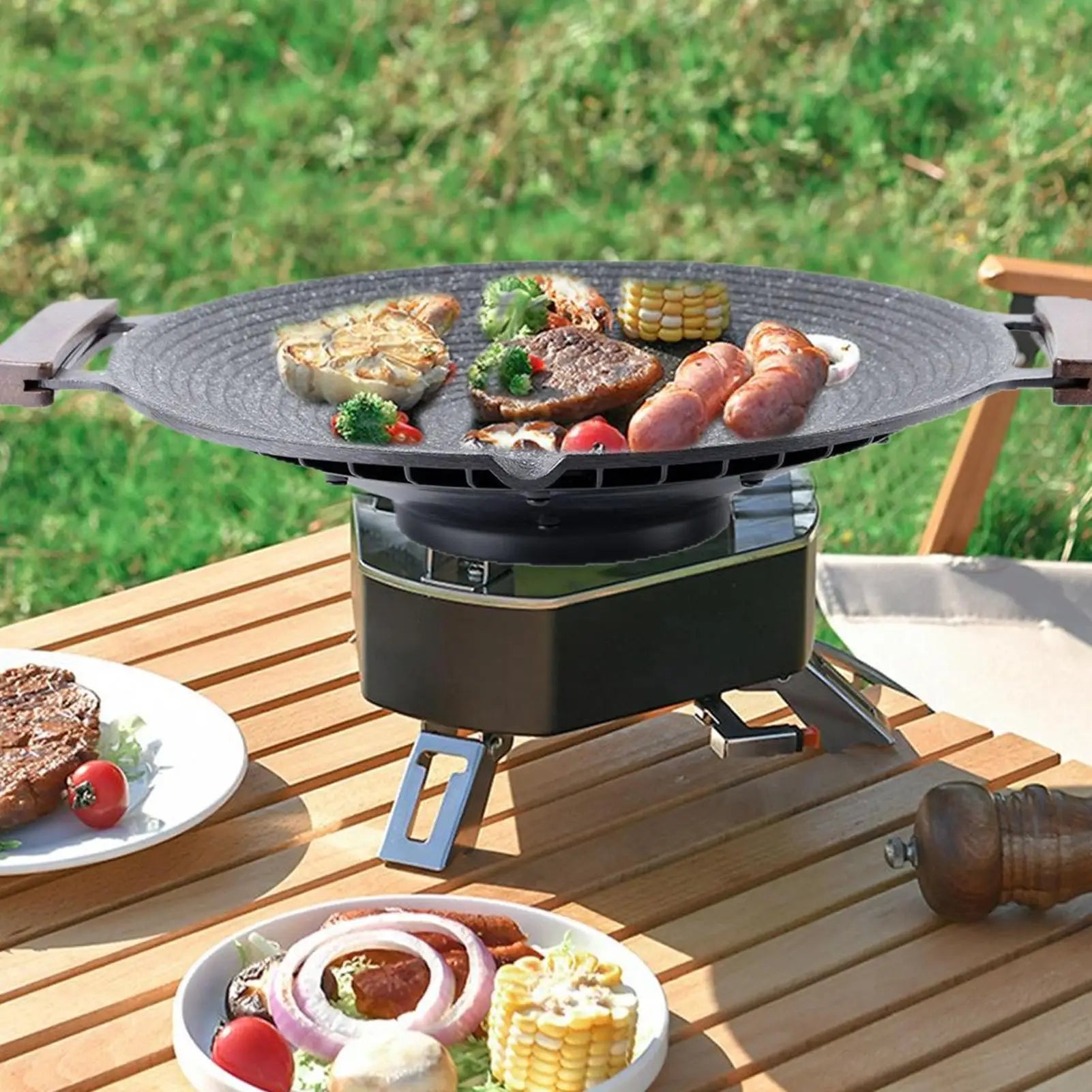 Aluminium Camping and BBQ Grill Pan with Handles – Portable Design