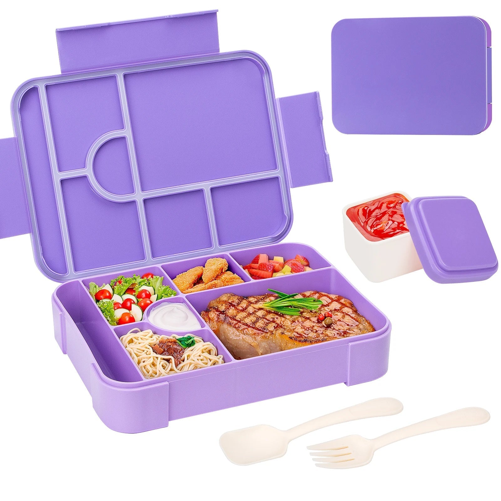 Smart Bento Meal Box – 1330ml, 7 Sections, Spill-Resistant with Utensils