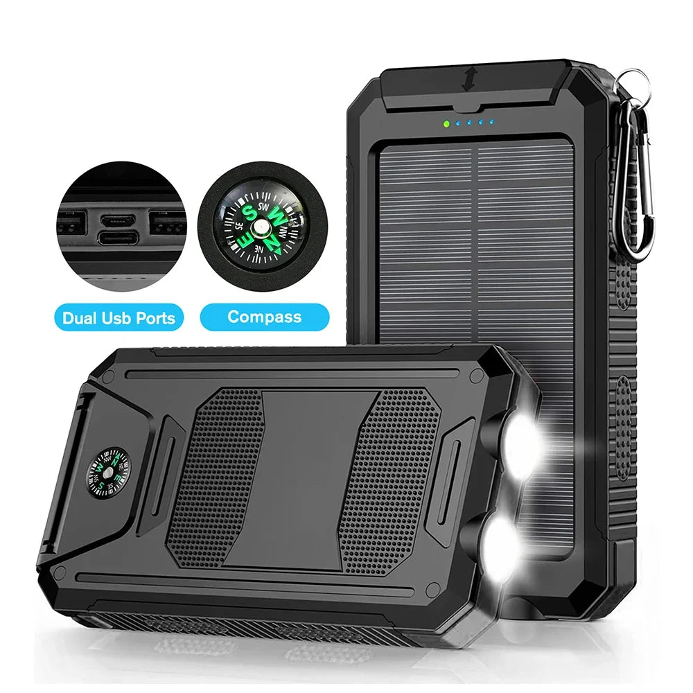 SolarMax 30000mAh Power Bank – Rapid Charging Portable Charger with Dual USB Ports, LED Display & Torchlight for Devices