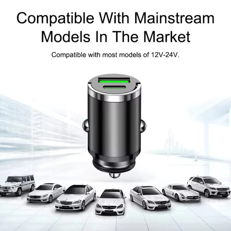 PowerDrive 200W Compact USB-C Car Charger for Fast Charging