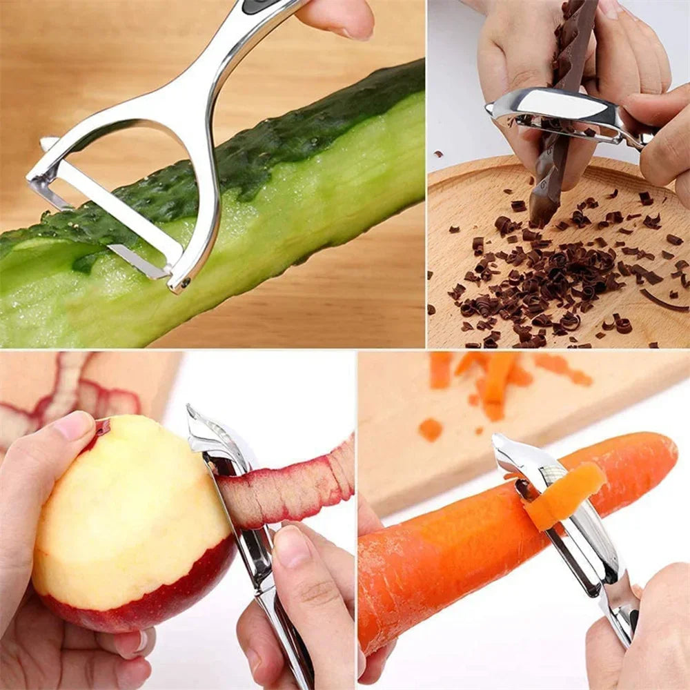 Dual-Function Stainless Steel Peeler & Grater for Effortless Prep