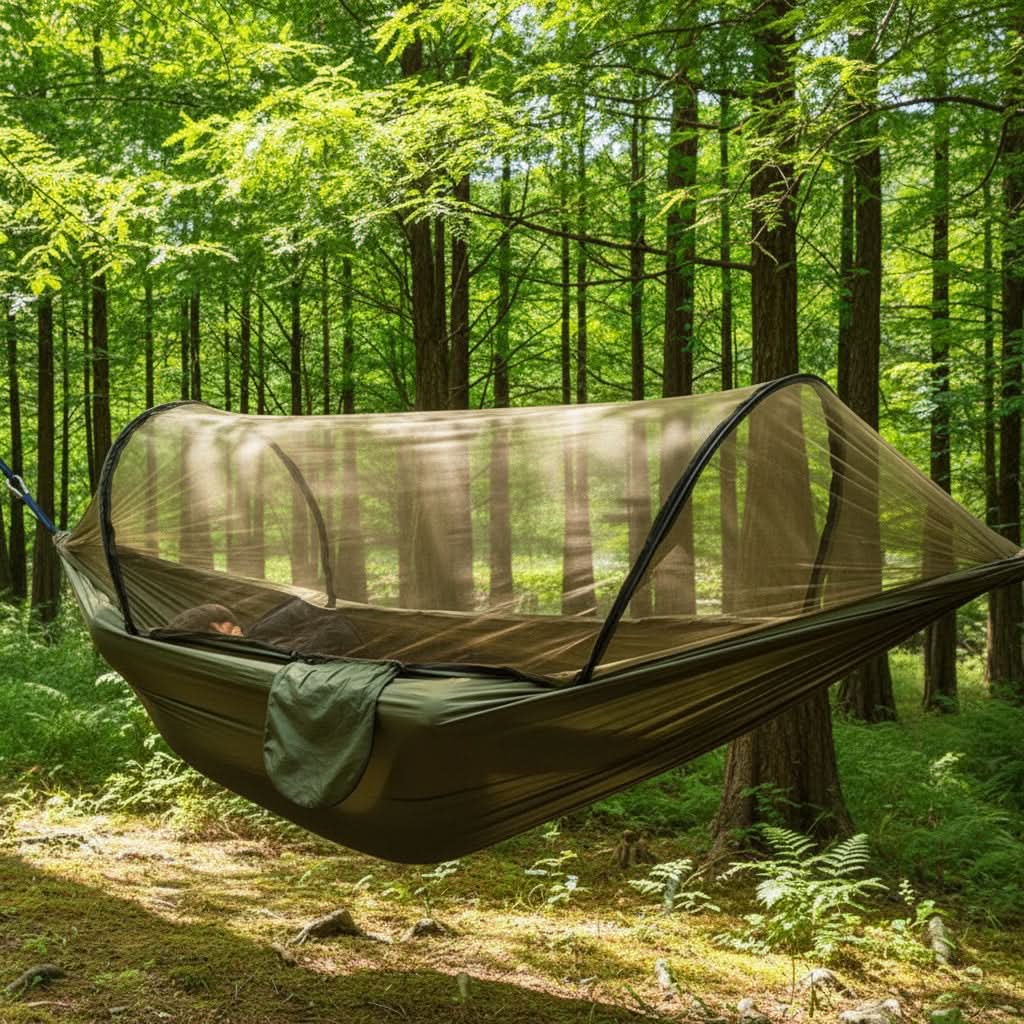 SereneNest – Portable Camping Hammock with Mosquito Netting