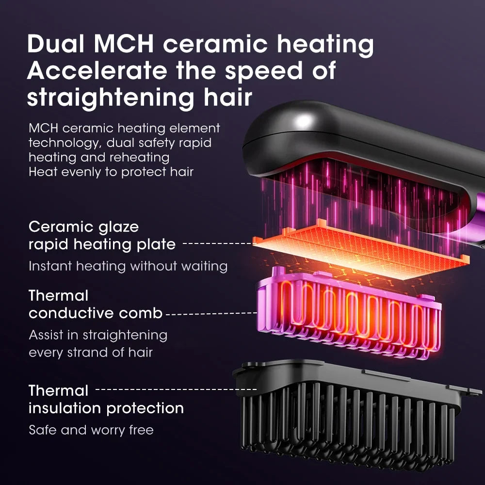 Freestyle Ceramic Hair Straightening Brush – Rechargeable & Cordless