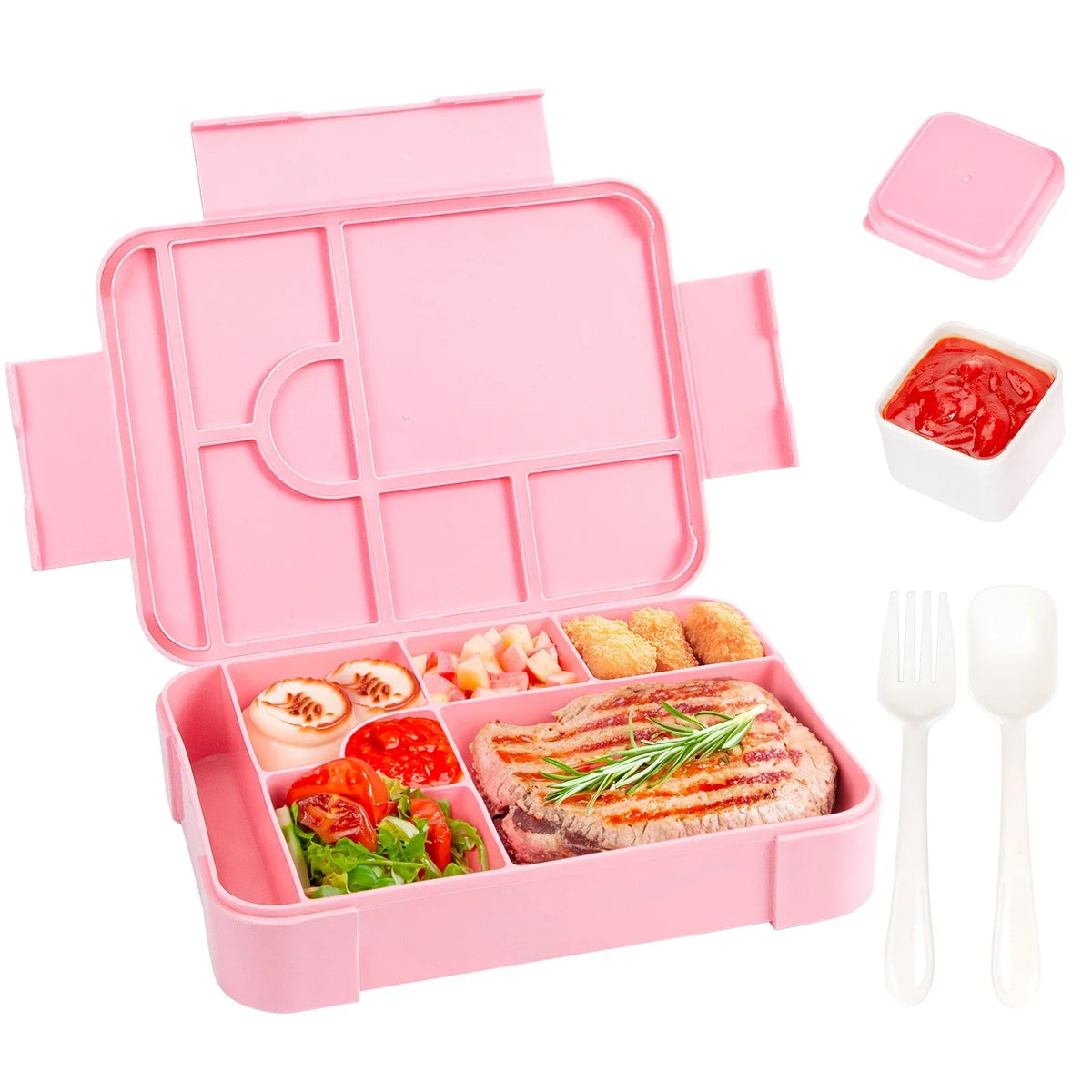 Smart Bento Meal Box – 1330ml, 7 Sections, Spill-Resistant with Utensils