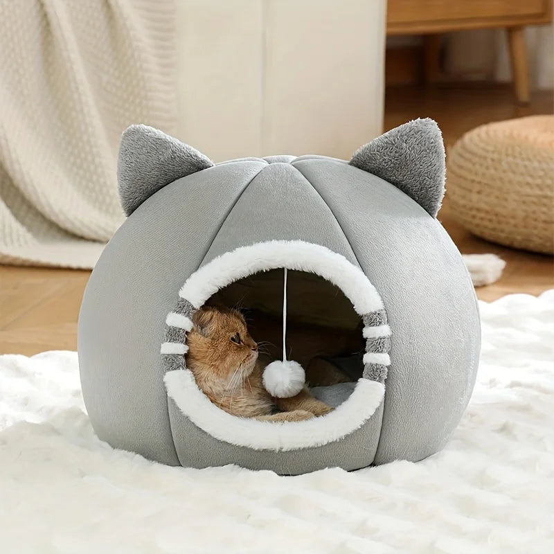 PurrNest Cozy Cat Hideaway – Soft Plush Bed with Washable Cover