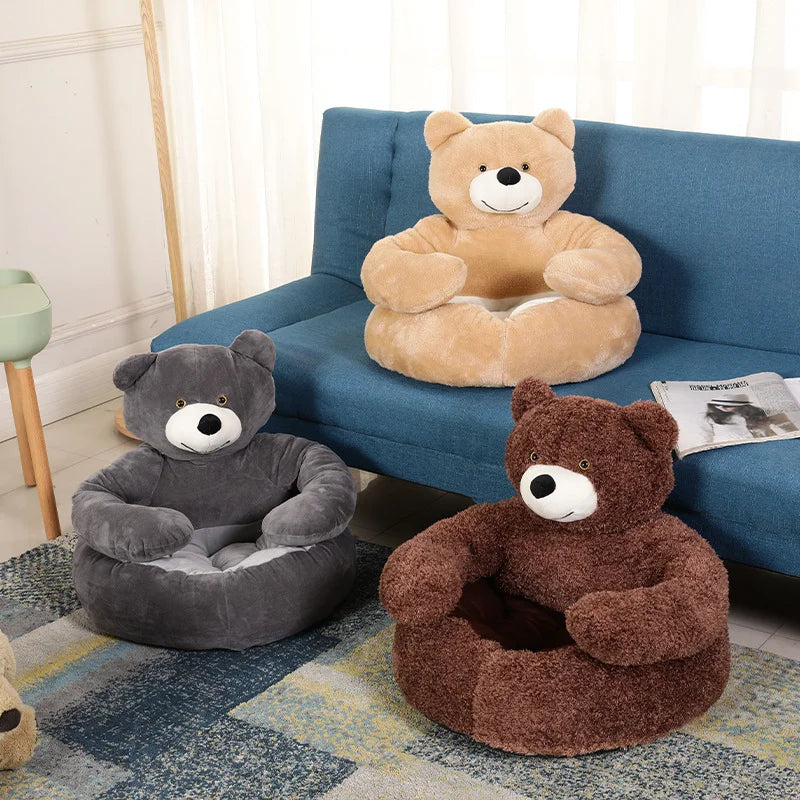 Cozy Bear-Inspired Plush Dog Bed for Winter Comfort