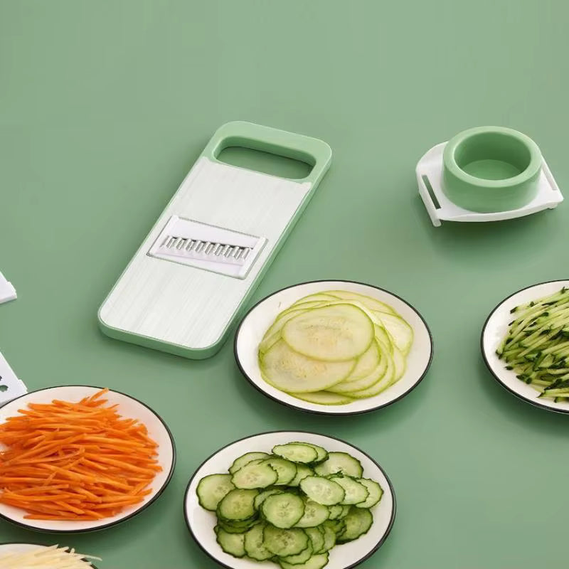 Versatile Vegetable Slicer with Five Blade Options and Safety Guard