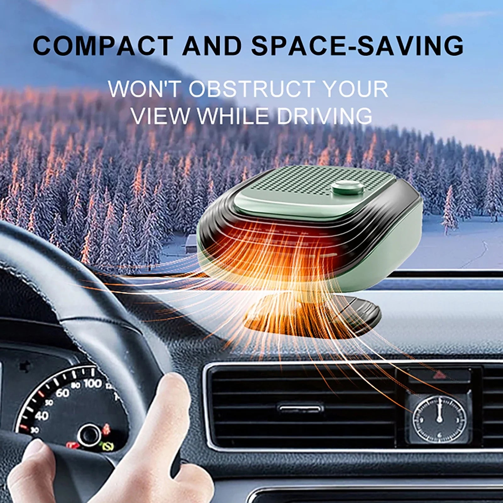 EcoHeat 12V Compact Car Heater & Windshield Defroster – 120W Fast Heating Solution for Cars and SUVs