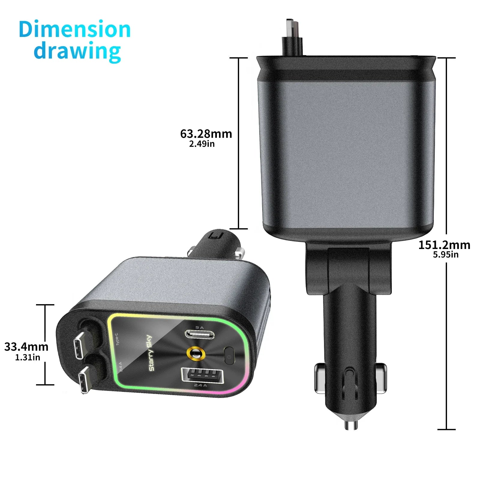 PowerPro 120W Multi-Device Car Charger with Dual Cables