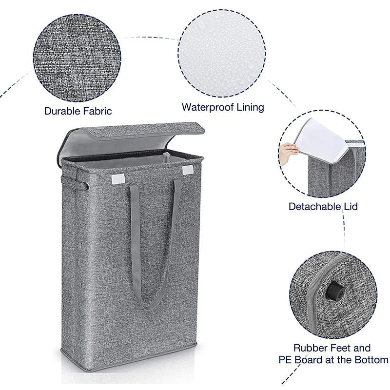 Slim 45L Laundry Basket with Lid