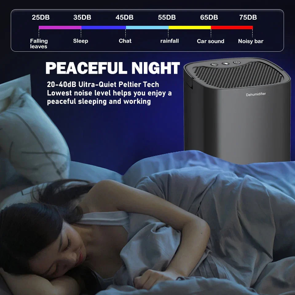 Portable 1000ml 2-in-1 Dehumidifier with Air Filter and Night Light