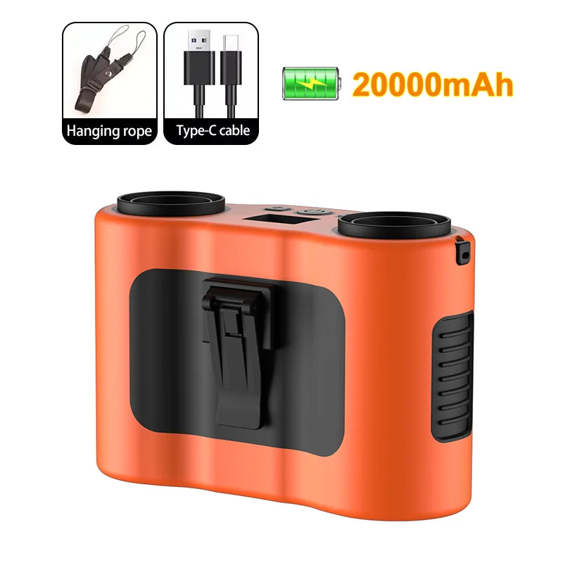 Rechargeable Waist Clip Fan with Dual Airflow and 20,000mAh Battery