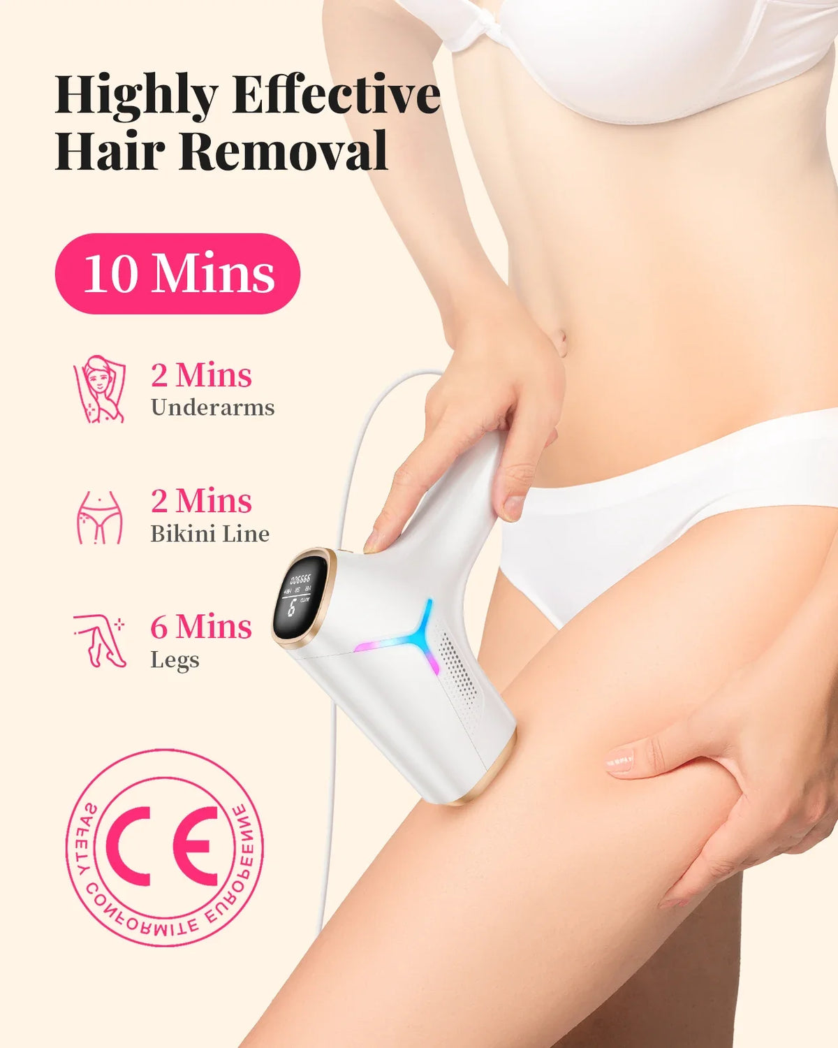 LuminEase IPL Hair Removal System with 990,000 Flashes – At-Home Hair Remover for Face & Body with Trimmer Accessory