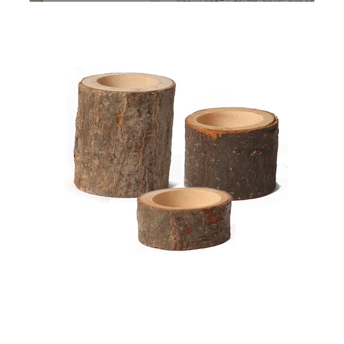 Rustic Charm - Three-Piece Wooden Tea Light Display Set