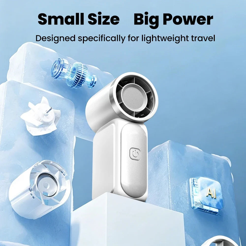 BreezeMate Compact Rechargeable Handheld Fan – 5-Speed Personal Cooling Solution for Travel and Home