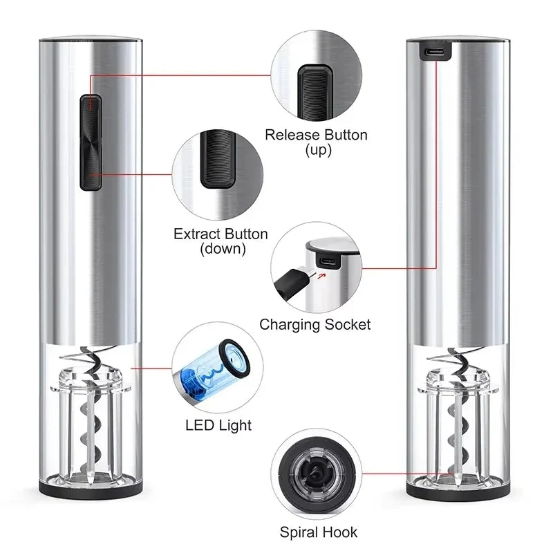 VinoMaster 4-in-1 Rechargeable Electric Wine Opener Set