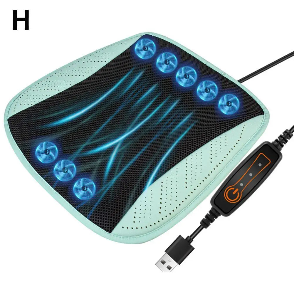 BreezyDrive Car Seat Cooler with 5 Adjustable Fans – USB-Powered Ventilated Cushion for Summer Comfort