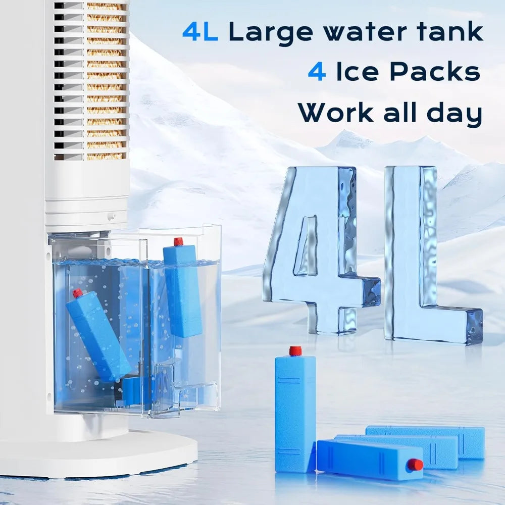 BreezeMate 3-in-1 Portable Evaporative Cooler – Whisper-Quiet Fan with 24-Hour Timer, 220V AC for Home & Office