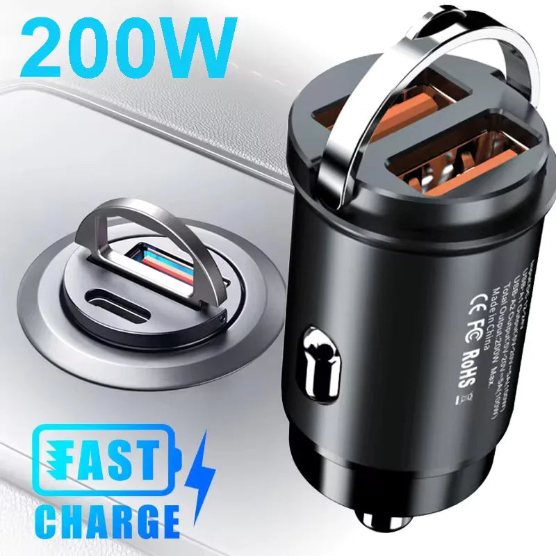 Compact Alloy USB-C Car Charger with Fast Charging Technology