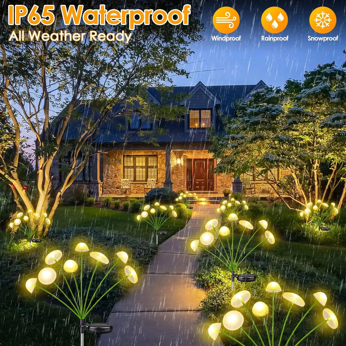 Whimsical Solar Garden Light Duo with 6 Dancing Caps