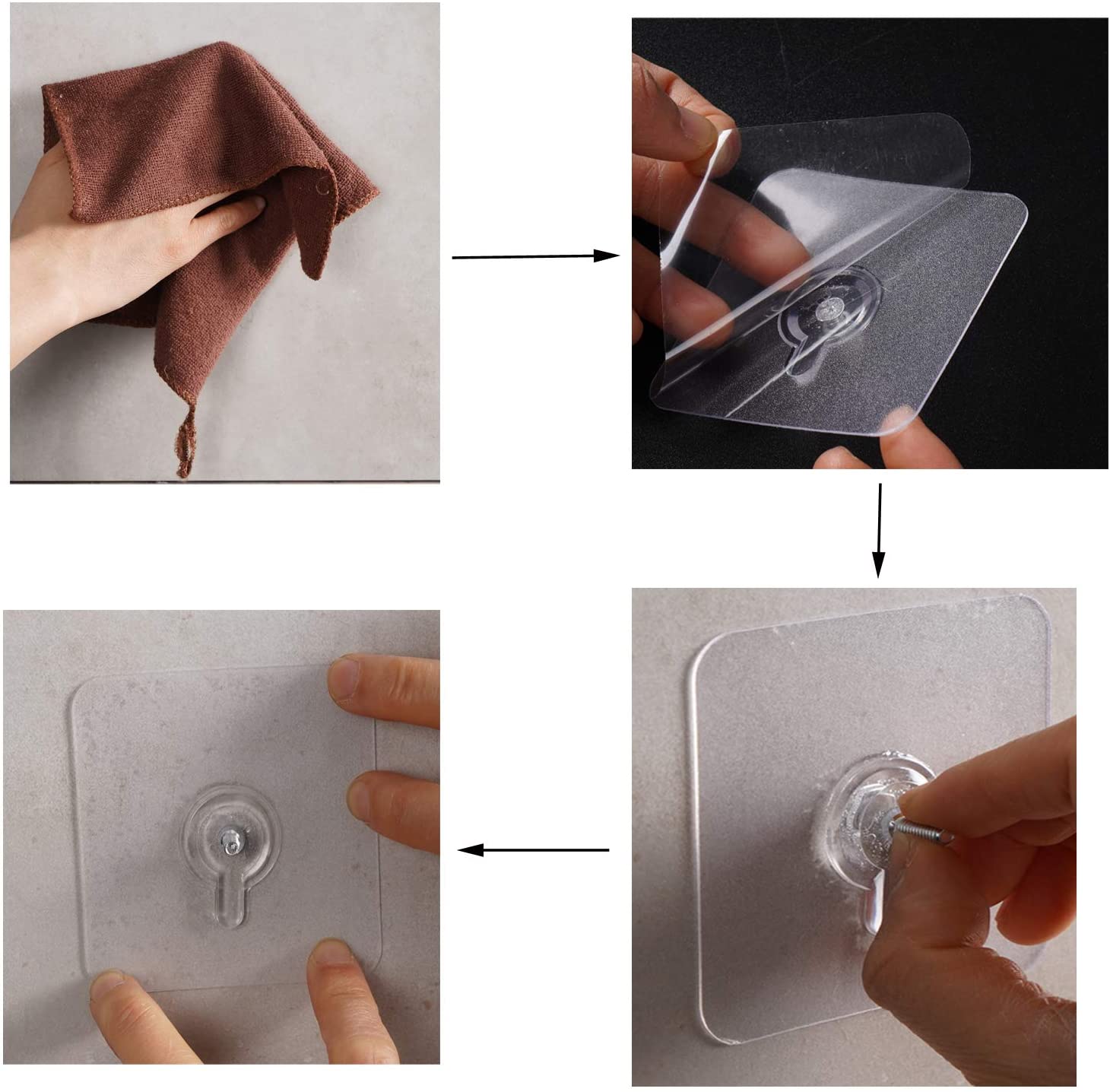 PVC Self-Adhesive Wall Hooks - Easy to Install Hook Strips