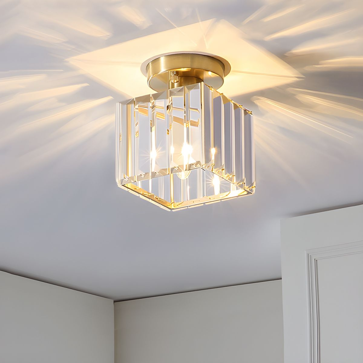 Crystal Semi-Flush Mount Ceiling Light Fixture