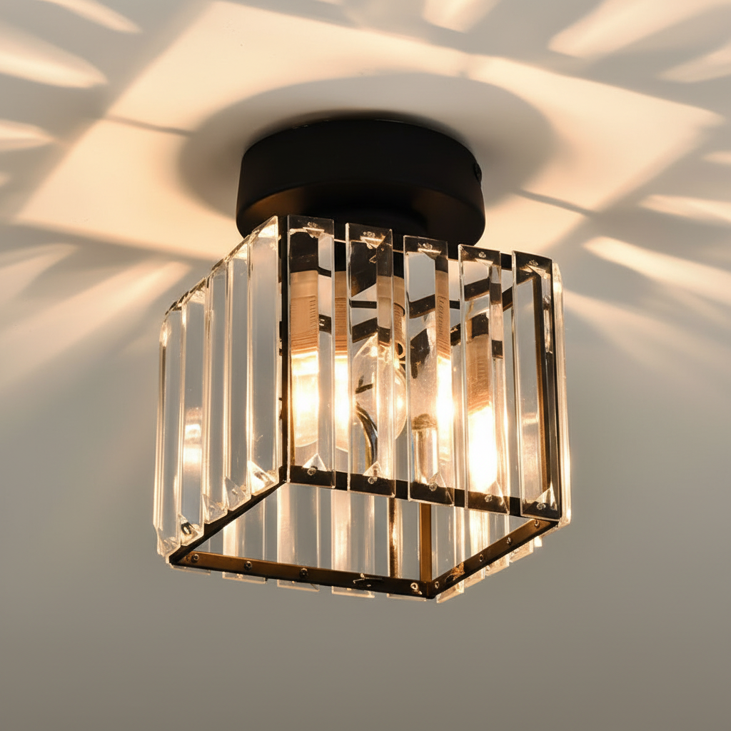 Crystal Semi-Flush Mount Ceiling Light Fixture