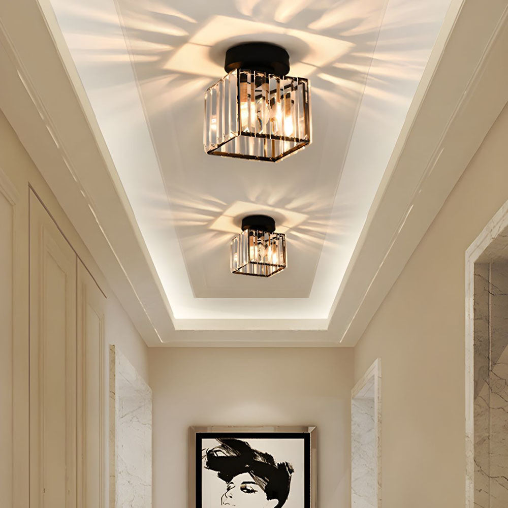 Crystal Semi-Flush Mount Ceiling Light Fixture
