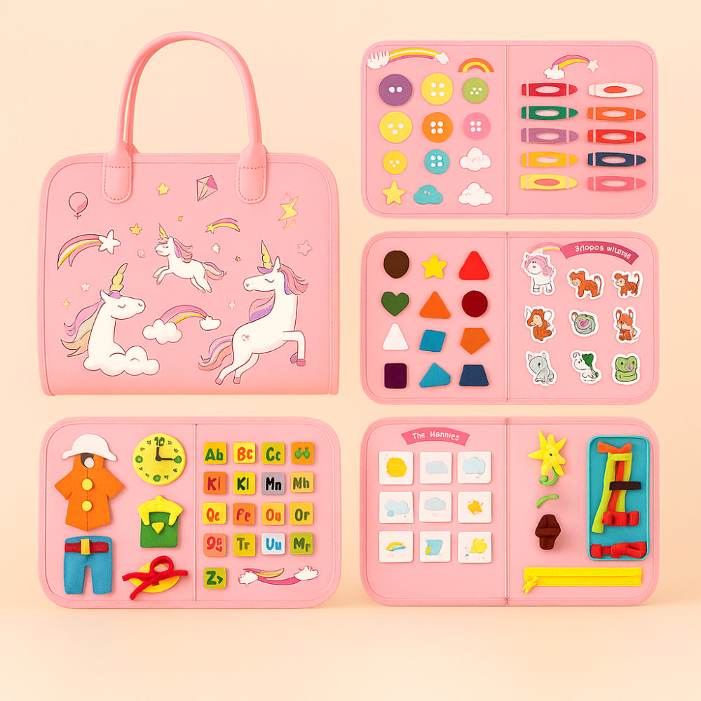 Interactive Learning Activity Board with Travel Case for Toddlers