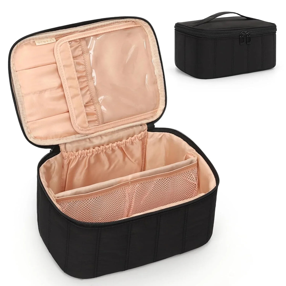 Voyager Deluxe Travel Makeup Organizer – Spacious PU Leather Case with Smart Compartments