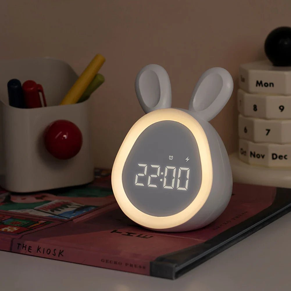 Children's LED Night Light Alarm Clock in Rabbit Shape