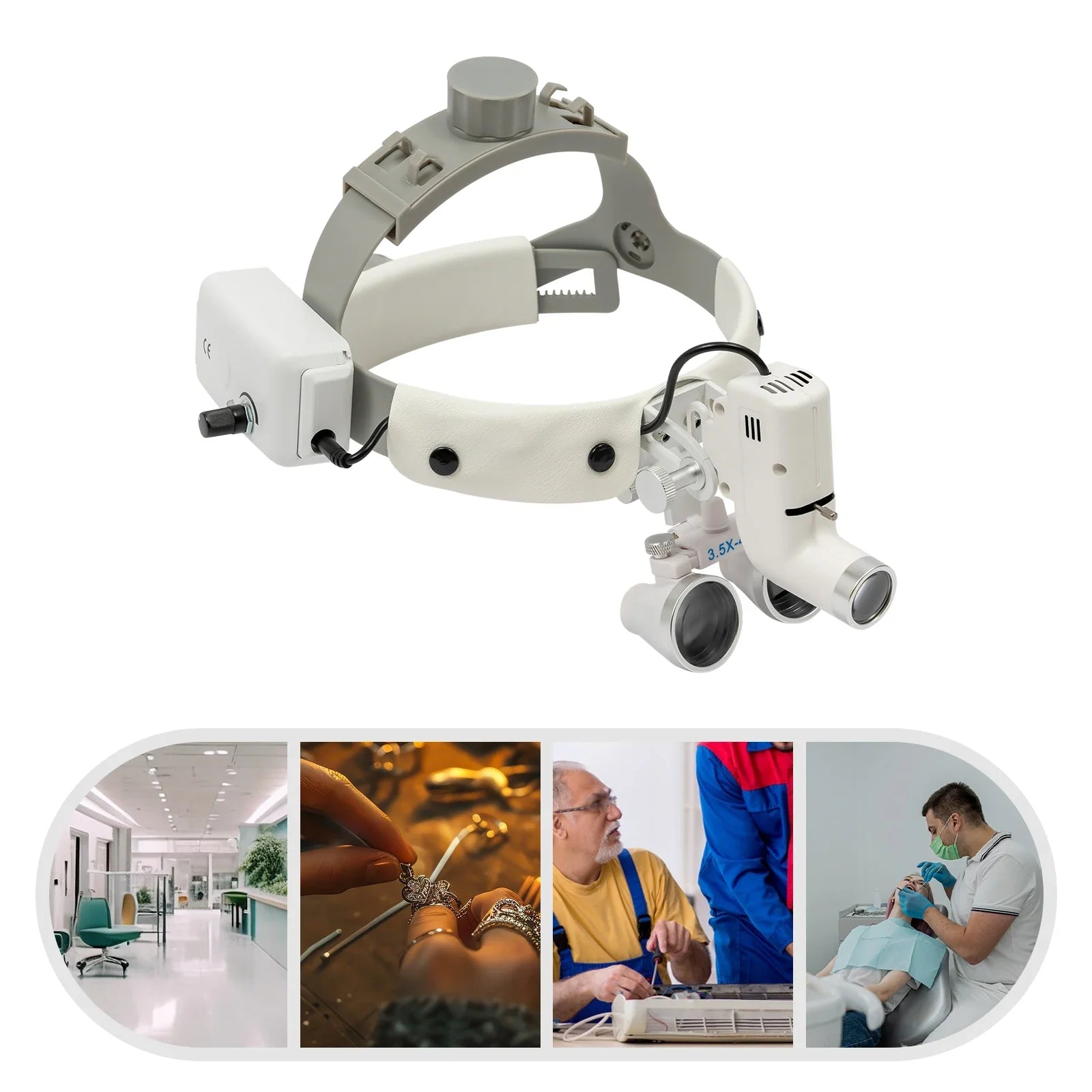 VisionPro 3.5X Head-Mounted Magnifier with LED Light for Detail Work