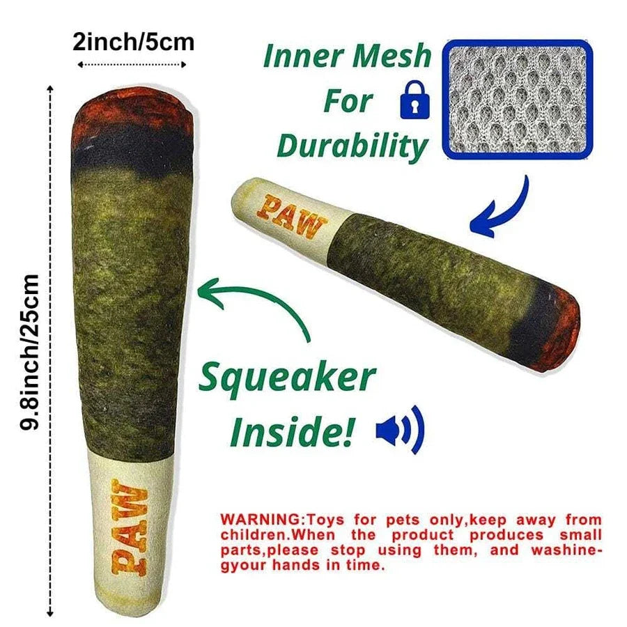 Plush Paws Squeaky Cigar Toy – Engaging Comfort for Dogs