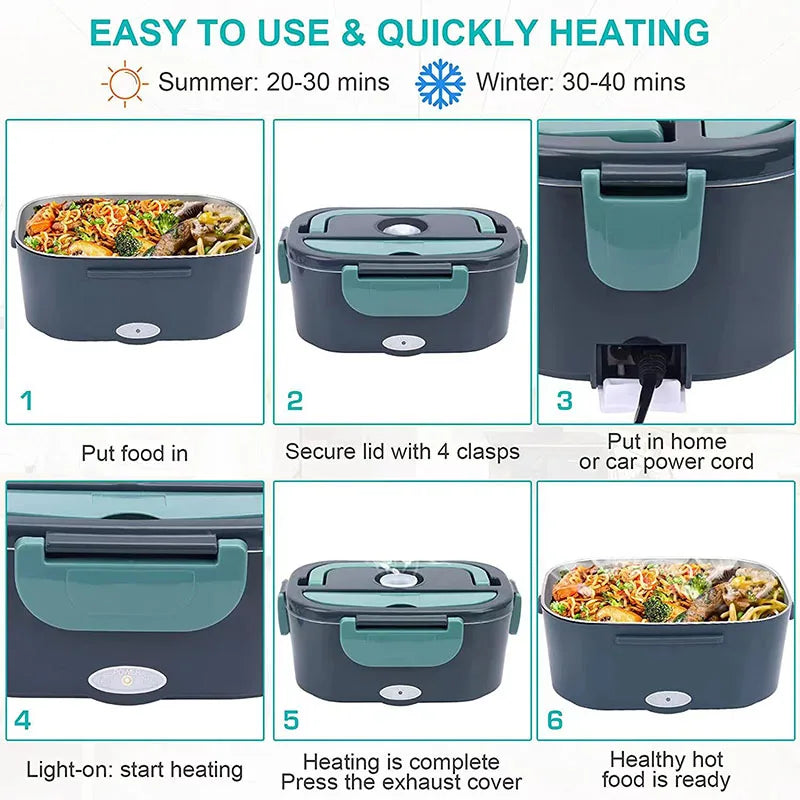 Portable 1.5L Electric Food Warmer – 60W Leak-Proof Lunch Box Heater