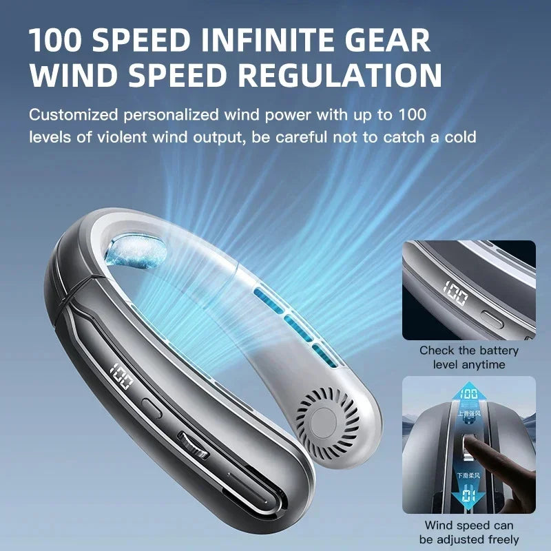 BreezeBand Rechargeable Hands-Free Neck Fan | 8000mAh Portable Cooling Solution