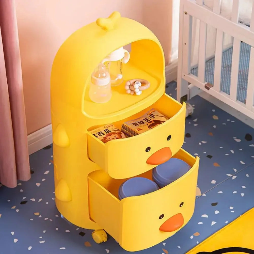 Children's Toy Organizer Cart – Cute Duck Design