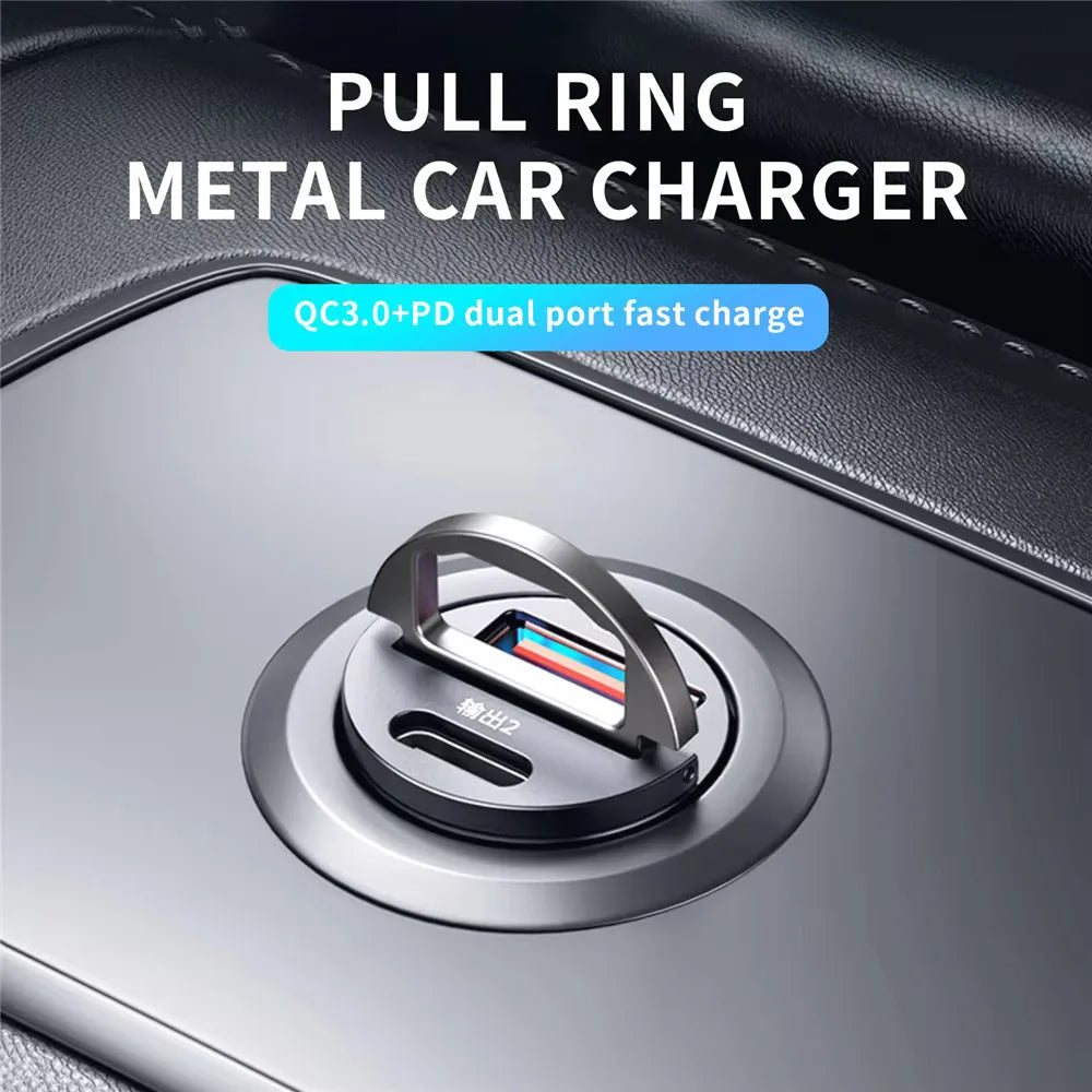 Compact Alloy USB-C Car Charger with Fast Charging Technology